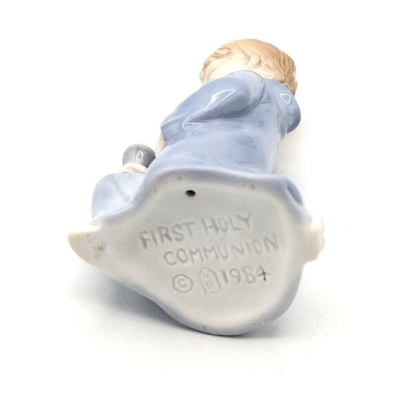 First Holy Communion Praying Boy Vintage Religious Dated 1984 Porcelain 4 Inch - Picture 10 of 10